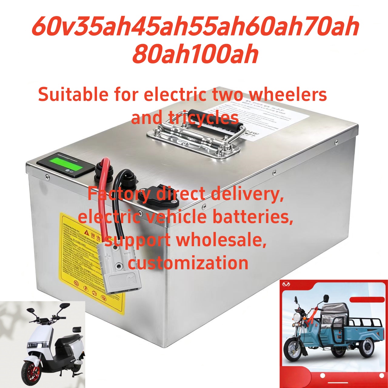 60V 50Ah Electric Scooter Battery - Bateria LiFePO4 60V35Ah 50Ah 100Ah para