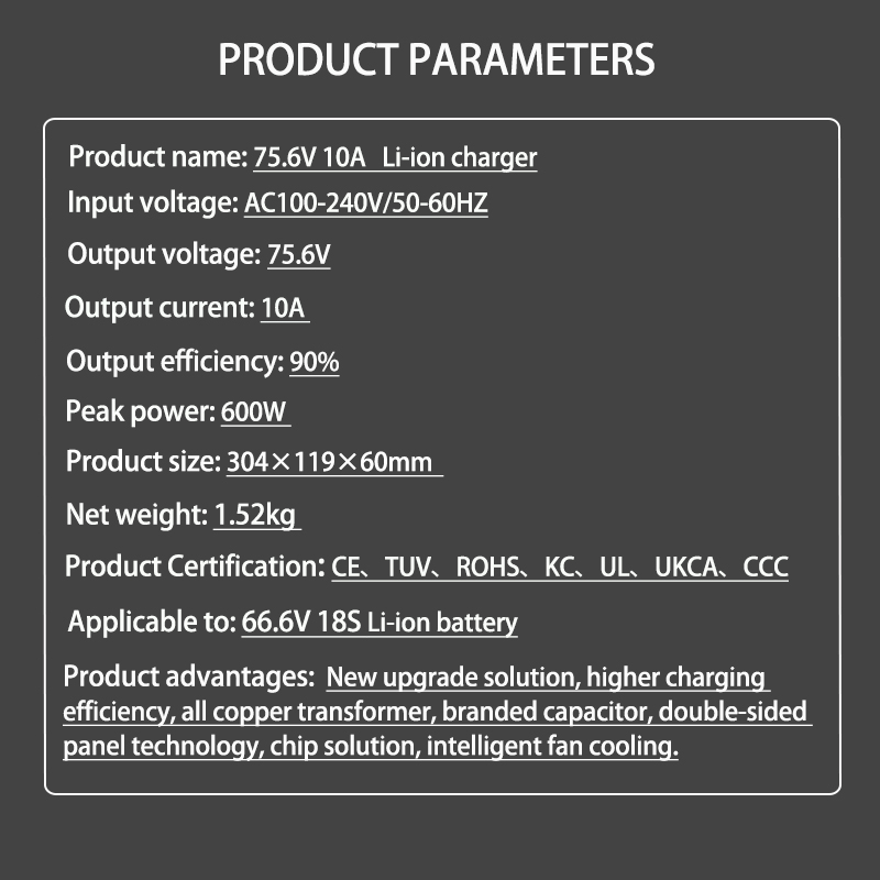 Carregador 75.6v 10a usd para  - 84V 20A Smart Charger avaliação e preço